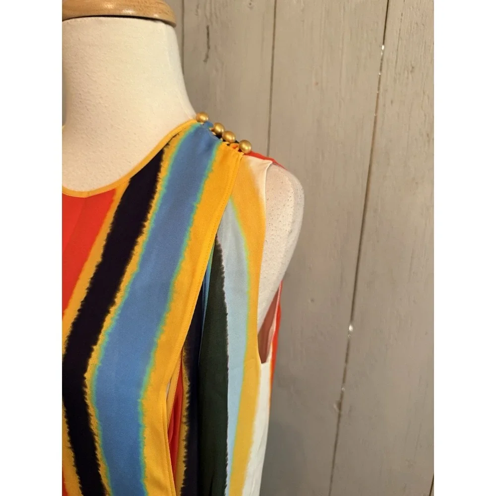 Tory‎ Burch Bettina Dress Balloon  Stripe 2 NWT Button Multiway XS  $698 NWT